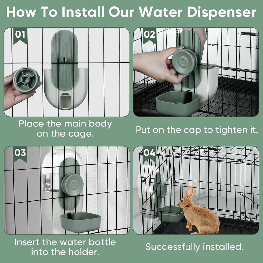 Lemtrflo 28oz Rabbit Water Bottle Dispenser, Bunny Cage Water Bowl