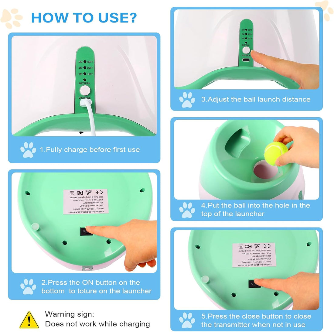 FAHKNS Automatic Dog Ball Launcher for Small Dogs