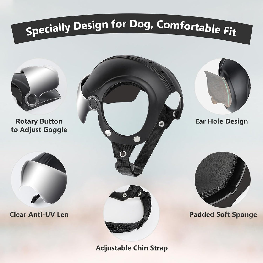 Dog Helmet for Small Breed Cool Pet Motorcycle Helmet with Drop-Down