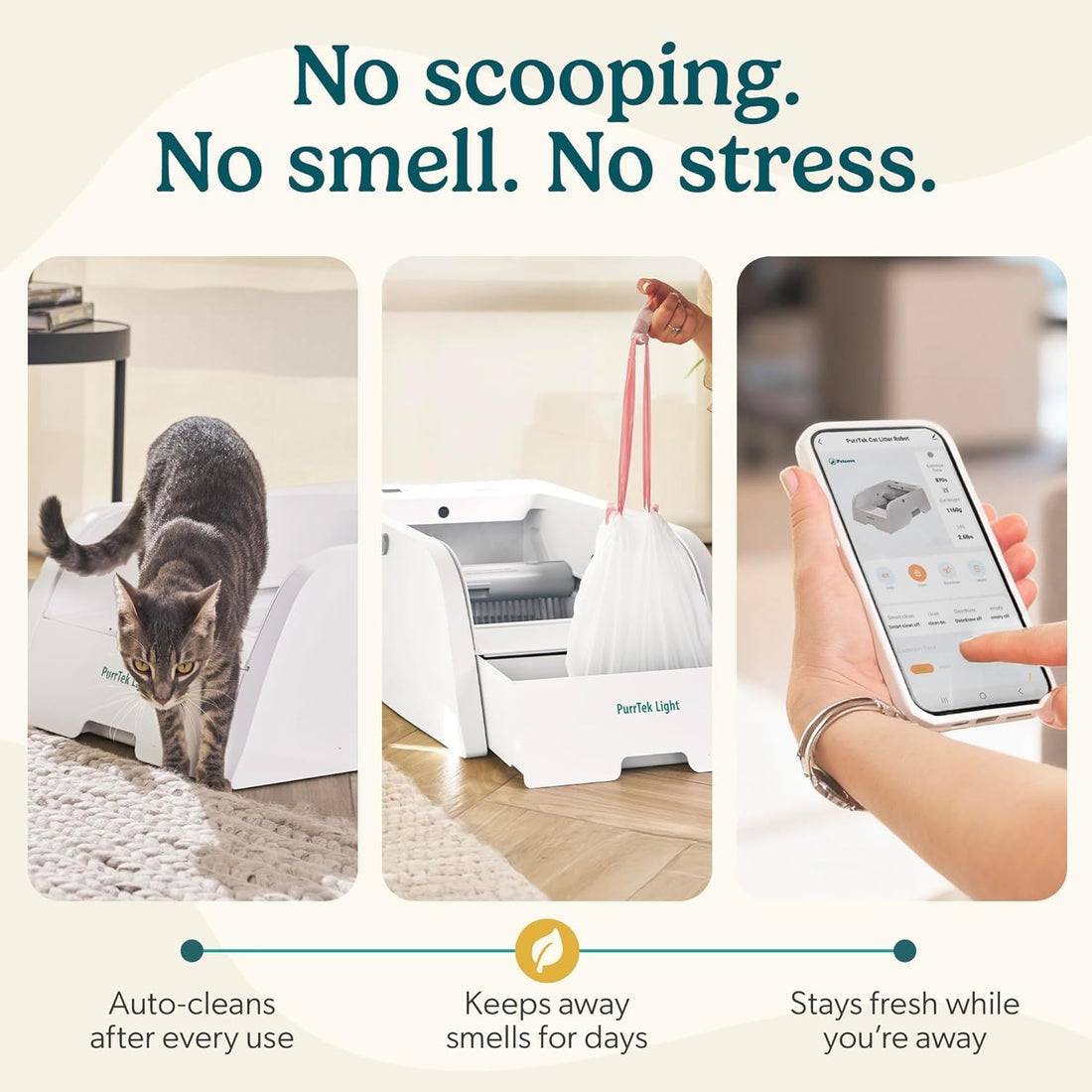 PetCove PurrTek Light Open Top Automatic Litter Box Self Cleaning