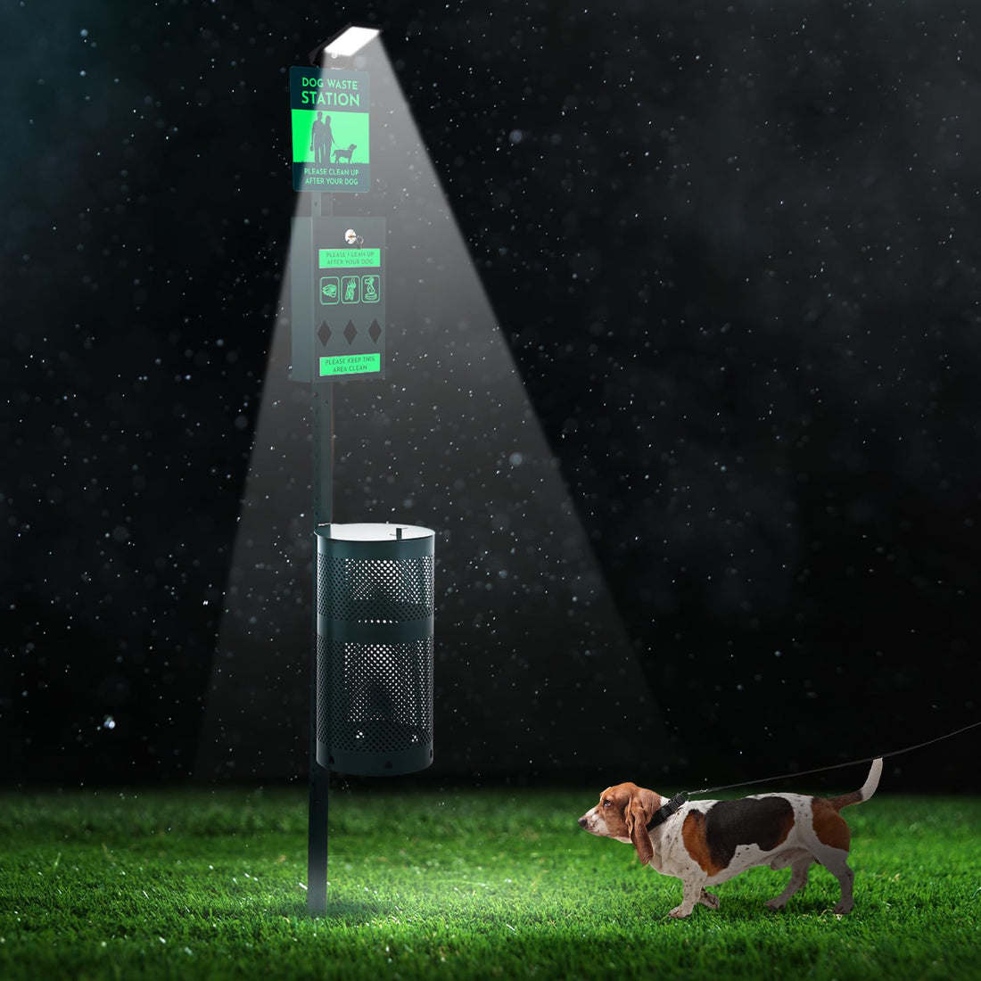 Tujoe Dog Waste Station with Solar Panels Outdoor Light Up at