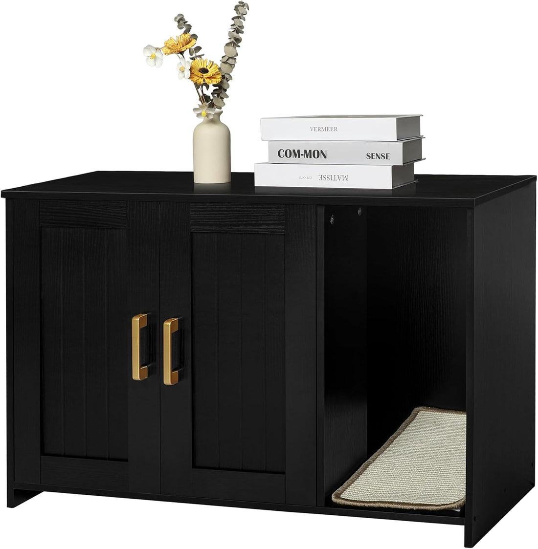 Dwanton Cat Litter Box Enclosure, with Scratching Mat