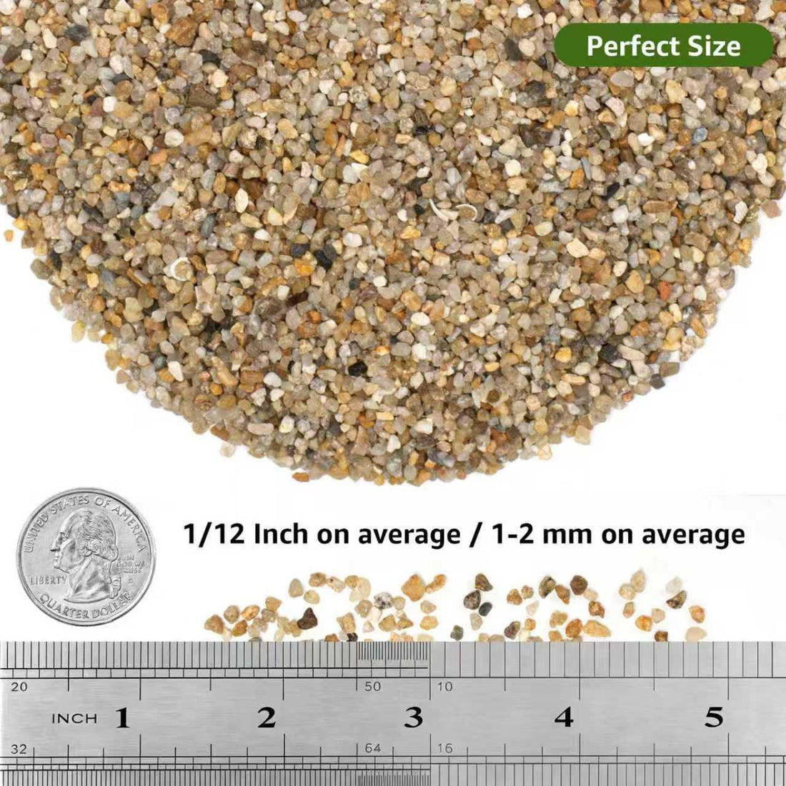 5 lbs Aquarium Coarse Sand, 1/12'' Premium Gravel and Substrate