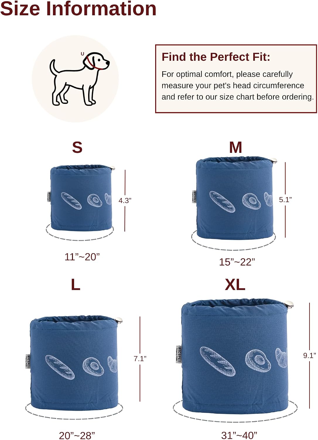 Dog Feeding Hood, Foggy Blue, S