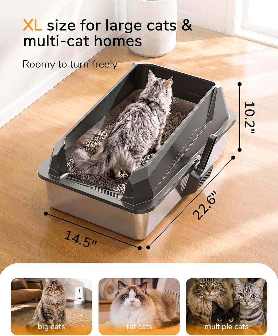 XL Cat Litter Box: High-Sided Anti-Urine Leakage for Big Cats