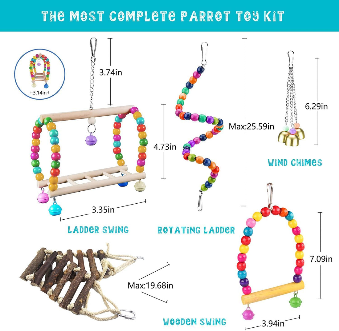 Sysmashing 23pcs Bird Parakeet Cockatiel Toys,Parrot Swing Chewing