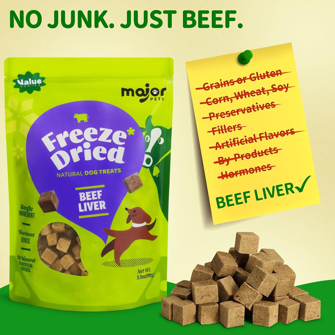 MAJOR PETS Freeze Dried Beef Liver Dog Treats - Single Ingredient