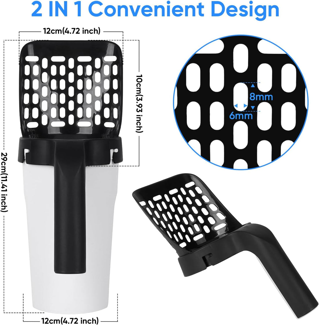 Cat Litter Scooper with Holder, Cat Litter Shovel with Bags &Waste Can