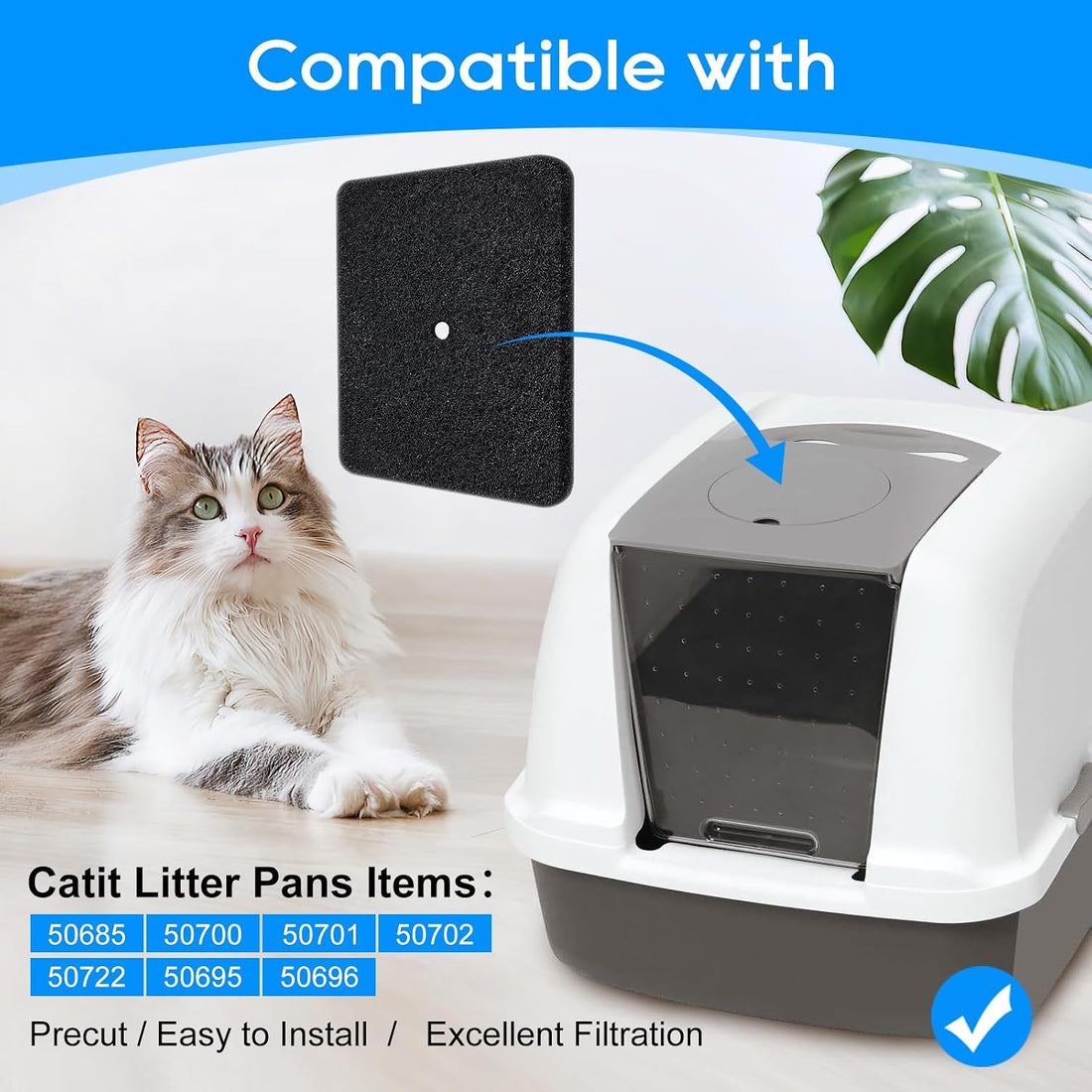 6 Pack Cat Litter Box Replacement Fit for Catit Hooded Litter Box