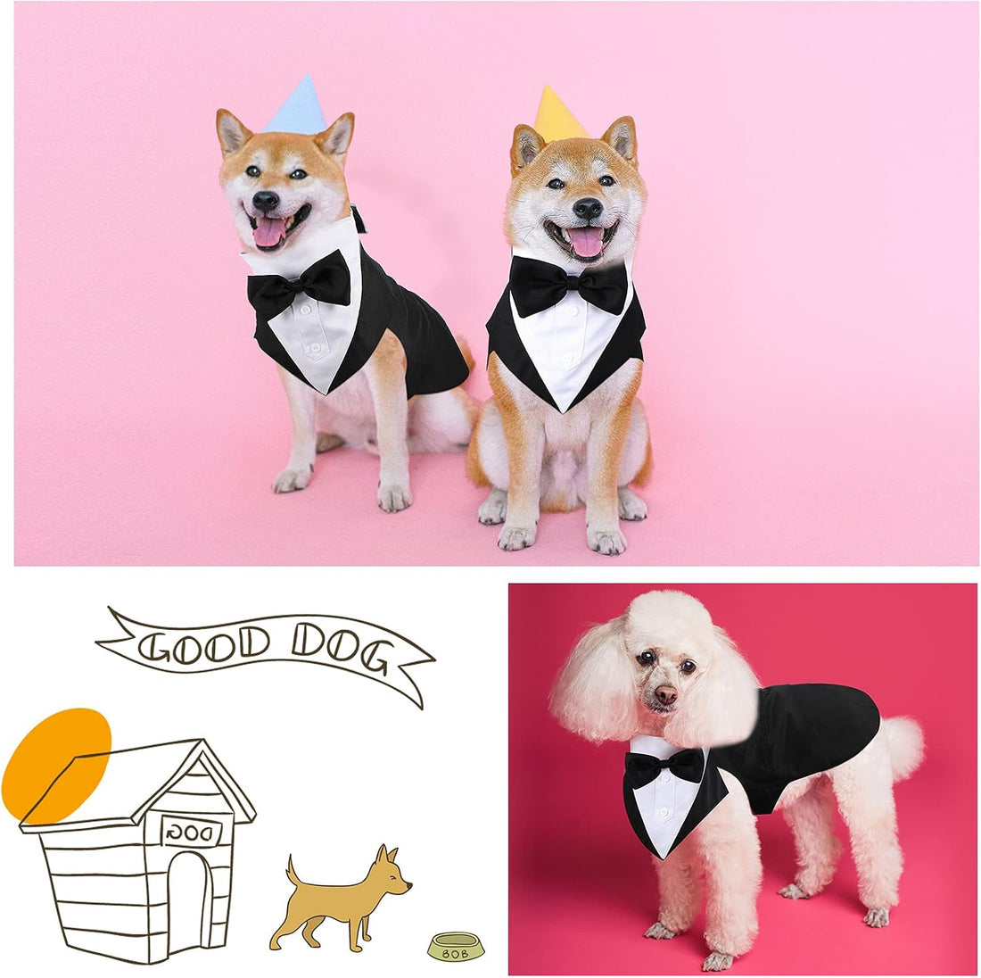 Weewooday Dog Tuxedo and Bandana Set Dogs Formal Tuxedo Pet Wedding