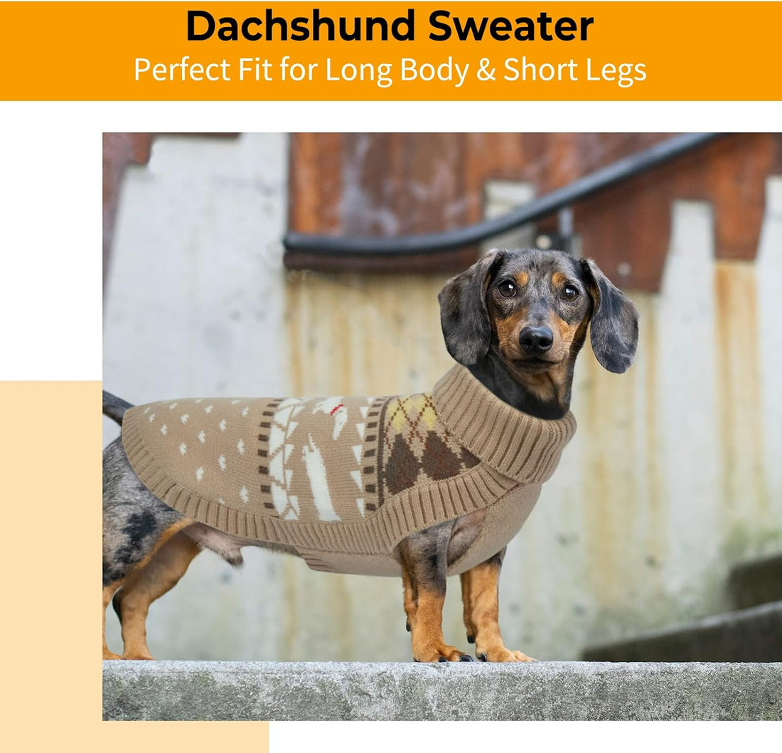 Lelepet Dachshund Sweater, Turtleneck Dog Sweaters for Small Dogs
