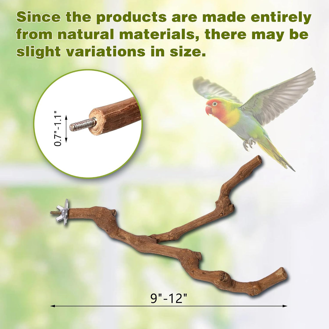 3PCS Bird Perch Natural Grape Stick Chewable Bird Stand Paw Grinding