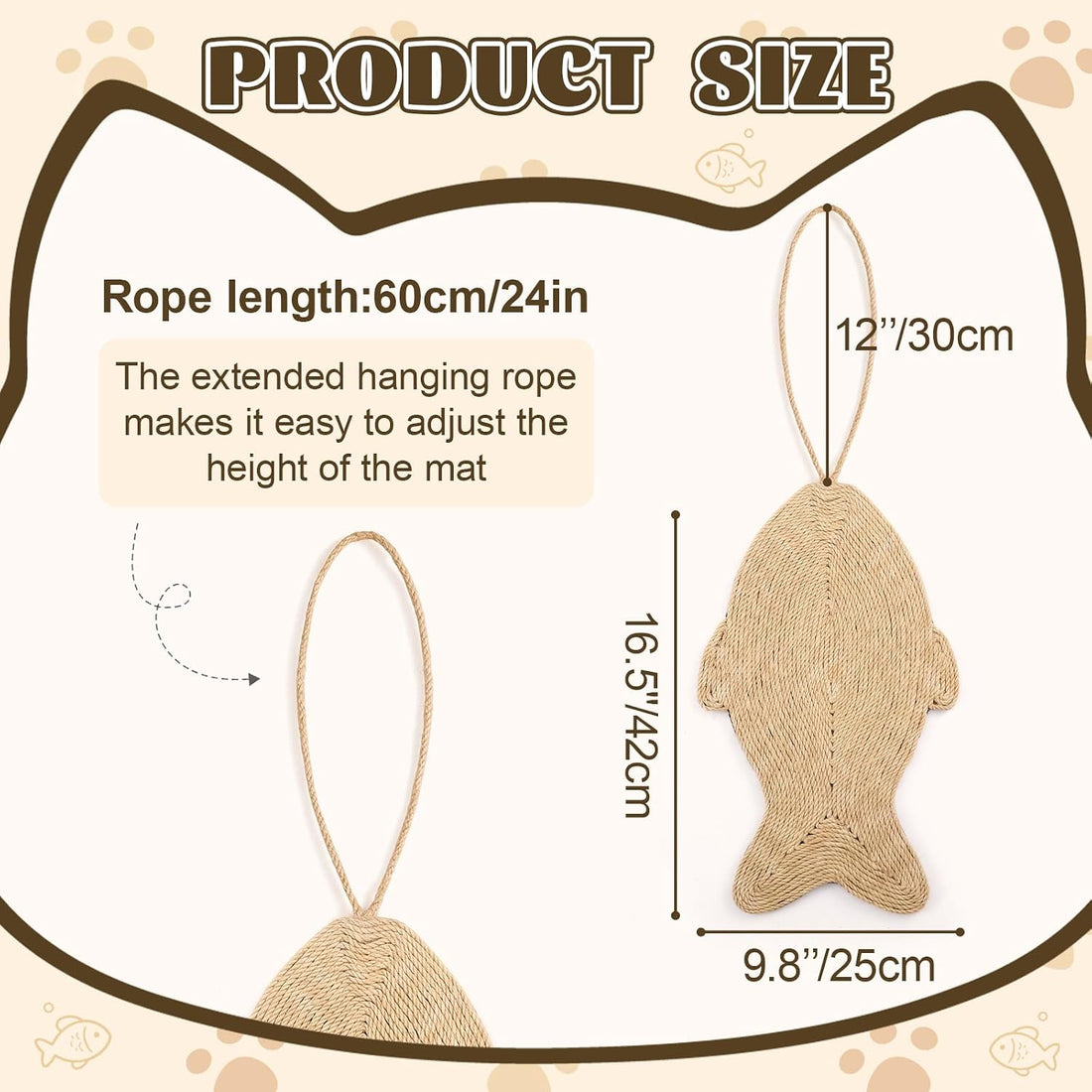 Junkin 2 Pack 16.5x6.3inch Sisal Hanging Cat Scratcher for Door Knob