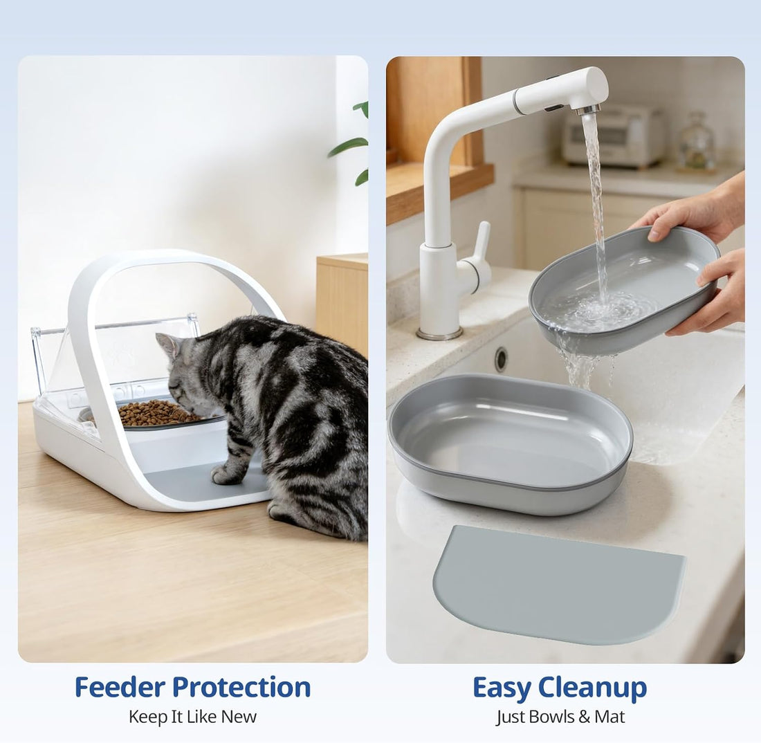 2 Pcs Plastic Bowls for Automatic Microchip Cat & Pet Feeder