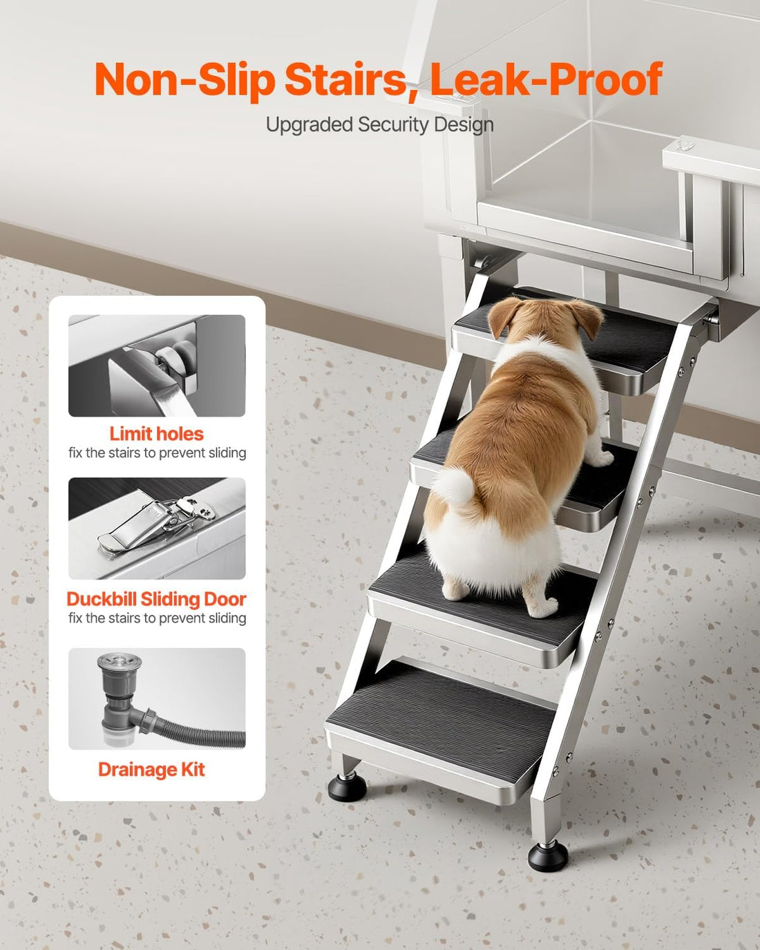 VEVOR 34" Dog Washing Station Professional Stainless Steel Pet