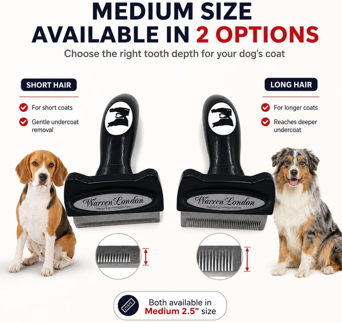 Warren London Deshedding Brush for Medium Dogs, Short Hair