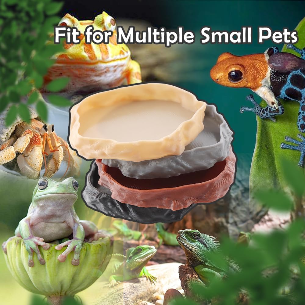 4 Pack Hermit Crab Food Bowl Round Water Dish Feeding Dish for Hermit