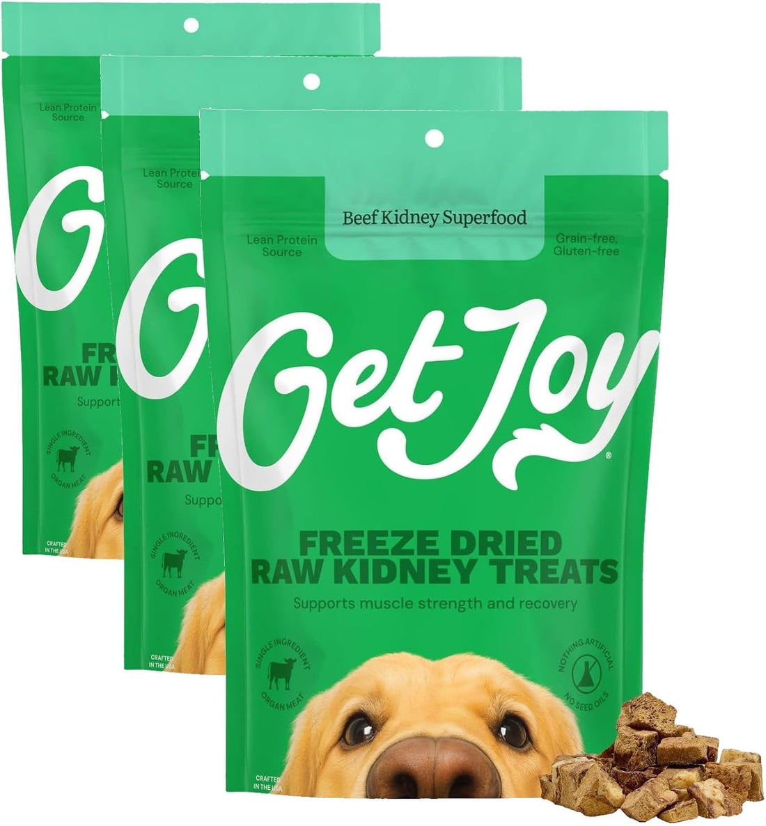 Get Joy Freeze Dried 100% Beef Heart Dog Treats, 4oz