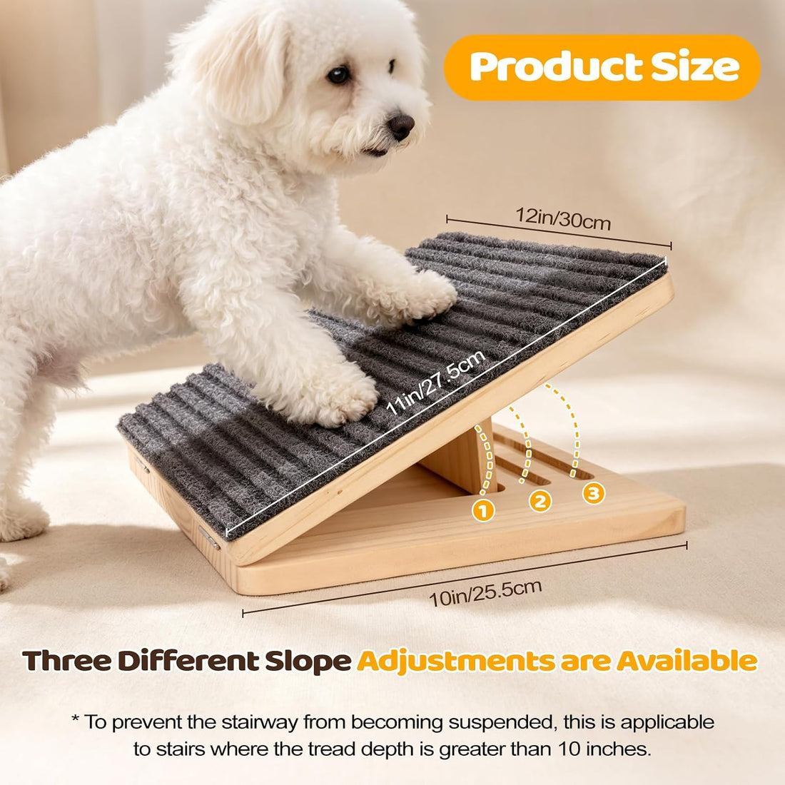 2Pcs Dog Ramp for Stairs, Adjustable Foldable Ramp for Small Dogs