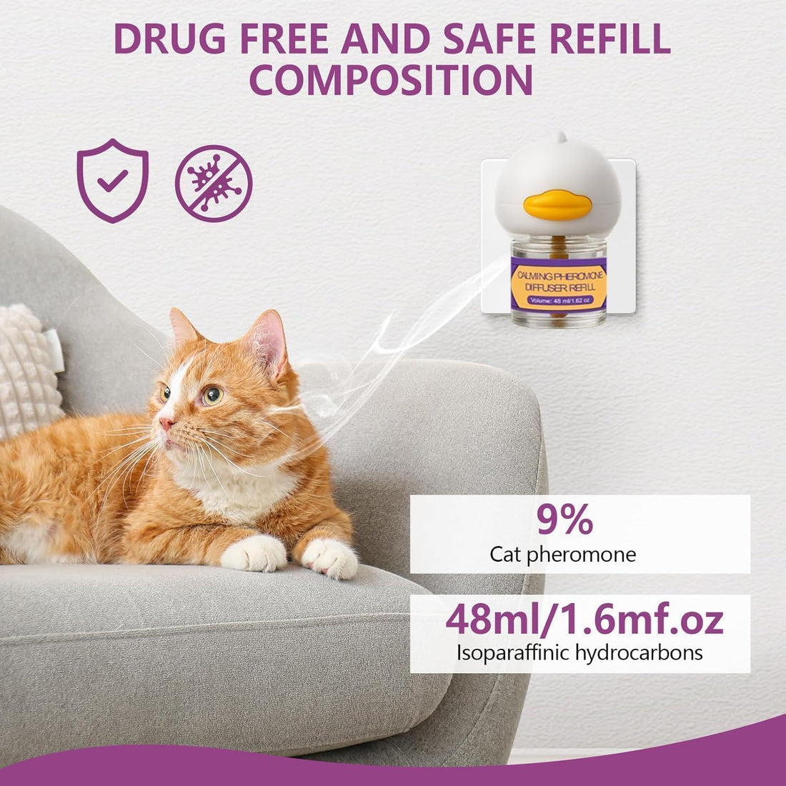 Cat Calming Pheromone Diffuser Kit – 2 Plug-Ins & 4 Refills