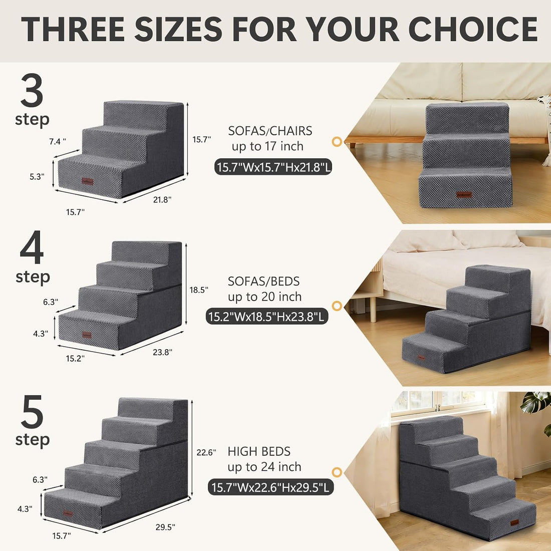 Aodisman Dog Steps for Bed or Couch,4-Step Pet Stairs for Small Dogs