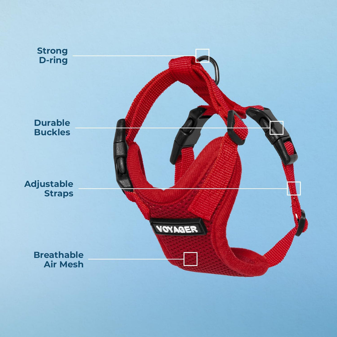 Voyager Step-in Lock Dog Harness - Red, Medium