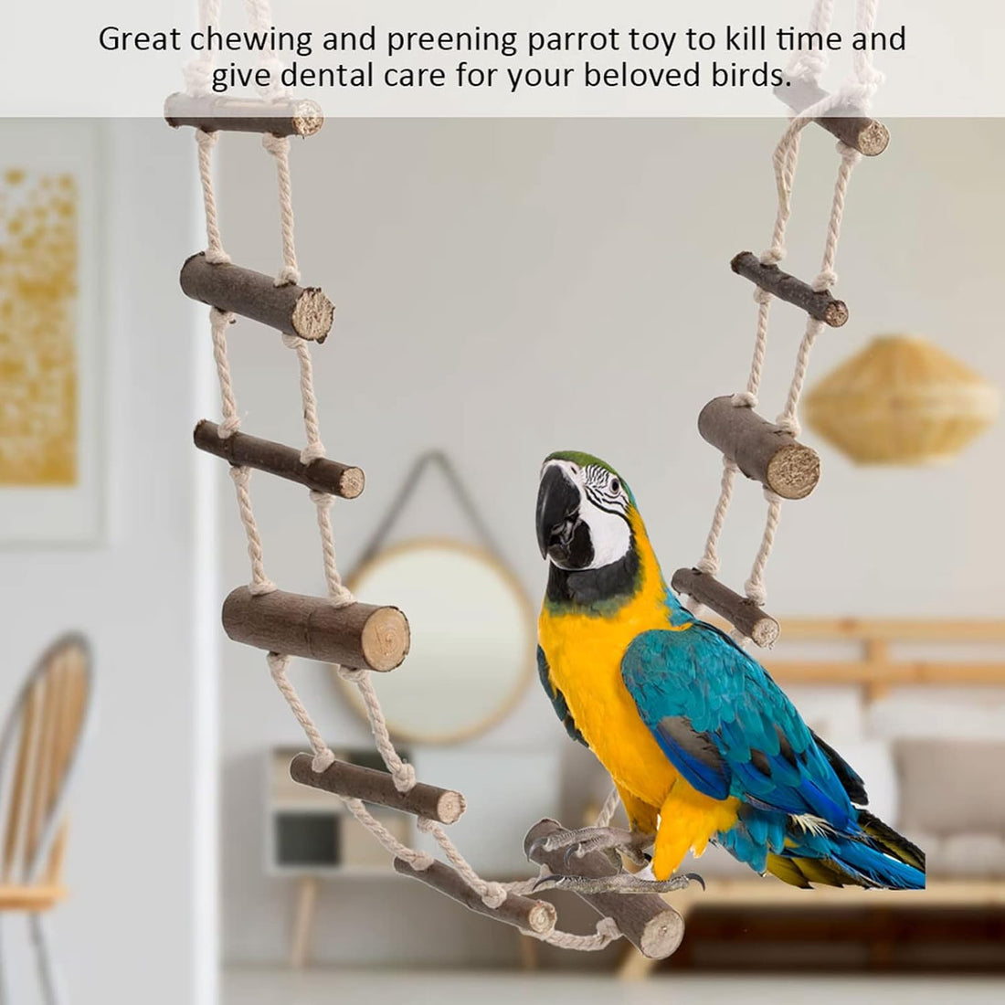 Hamster Wooden Rope Ladder, 39.4in Adjustable Bird Ladders Bridge
