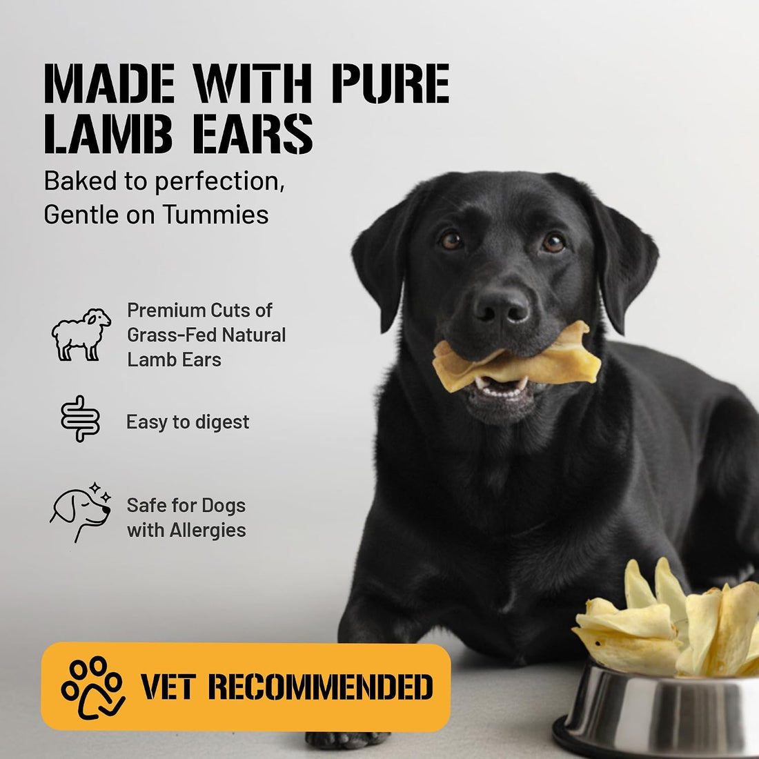Dog Chits Lamb Ears for Dogs – for Large, Medium Dogs – 25 Pack