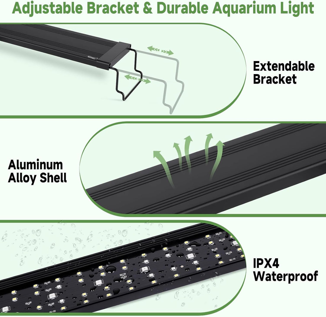 hygger LED Aquarium Light, 15W Full Spectrum Plant Lamp with Timer