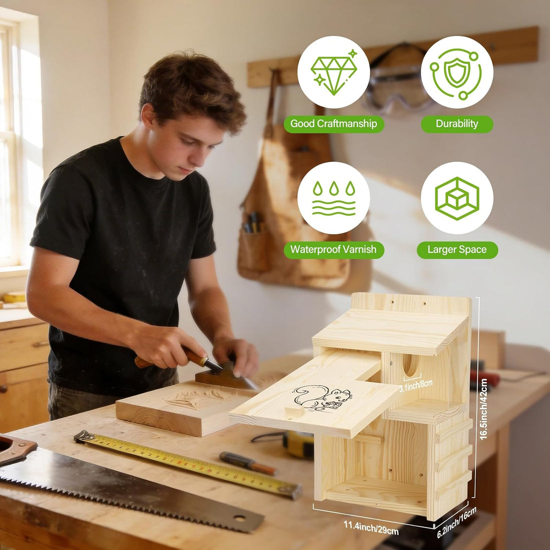Large Wooden Squirrel House for Outside
