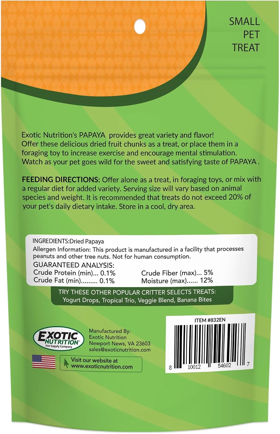 Exotic Nutrition Papaya Treat 1/2 LB