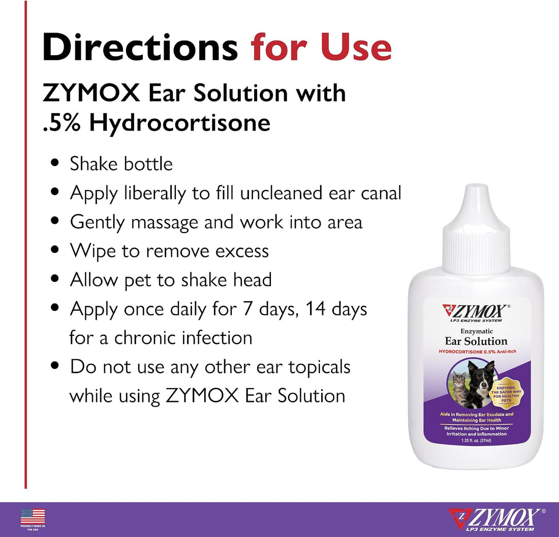 Zymox Enzymatic Ear Wipes and Ear Solution for Dogs and Cats
