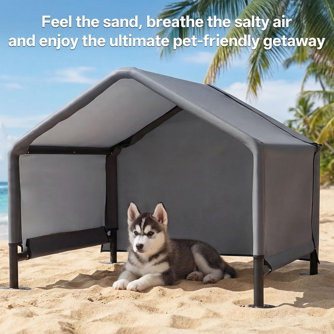 MEWANG Small Dog Tent Outdoor, Pet Shade Shelter Outside, Gray