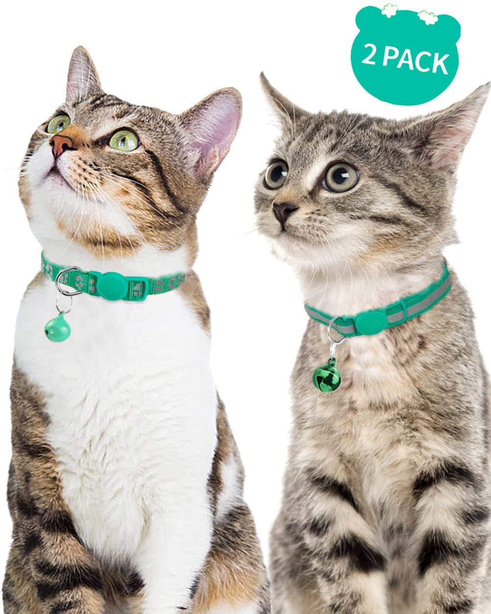 Taglory 2 Pack Reflective Breakaway Cat Collar with Bell