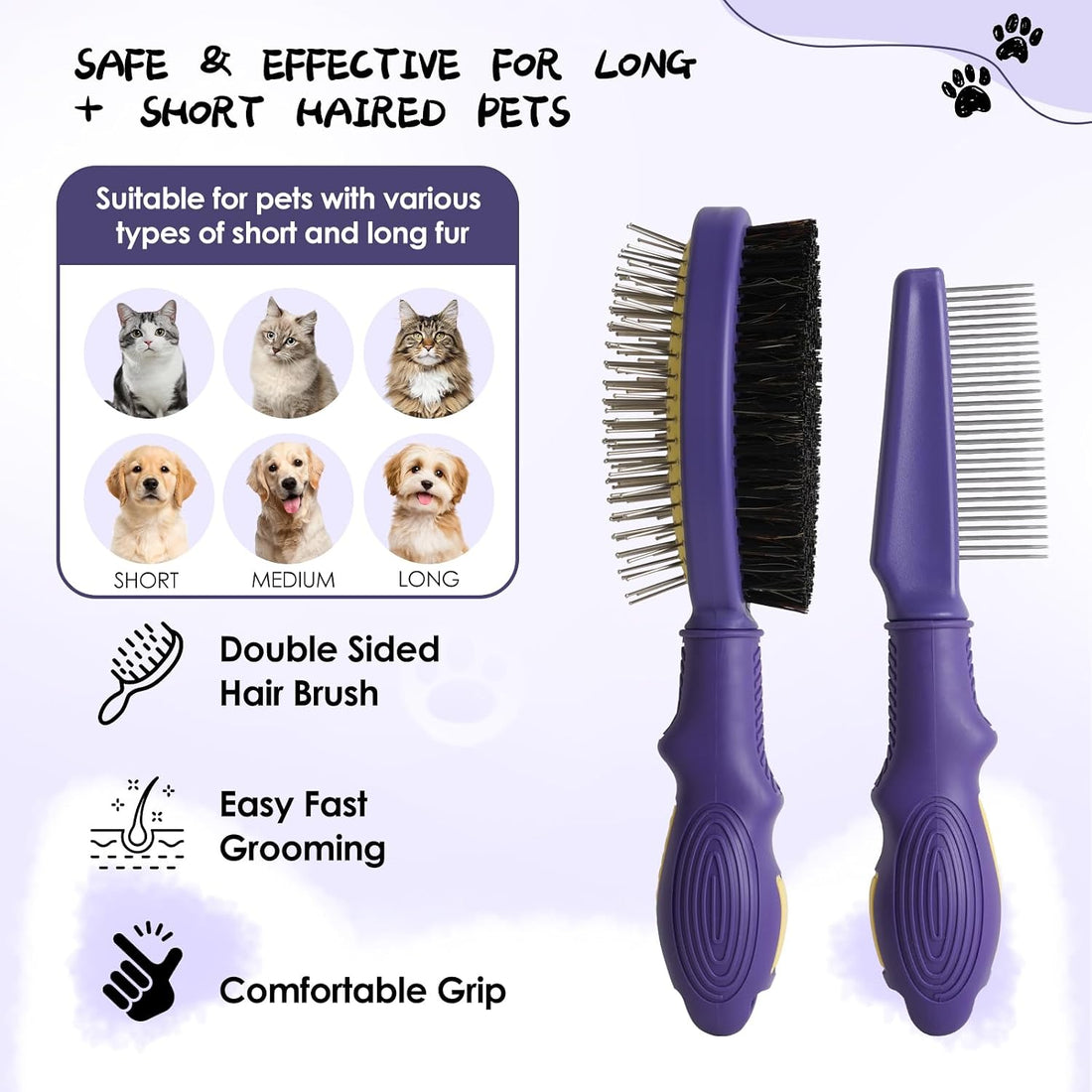 2PCS Pet Grooming and Deshedding Brush Tools