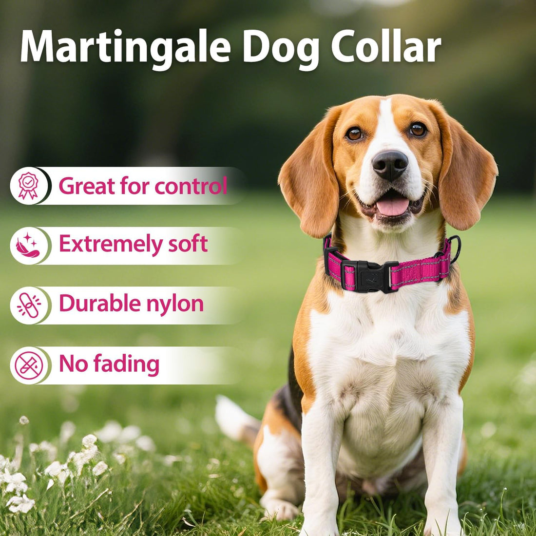 Padded Martingale Collar for Medium Dogs, Quick Release Buckle