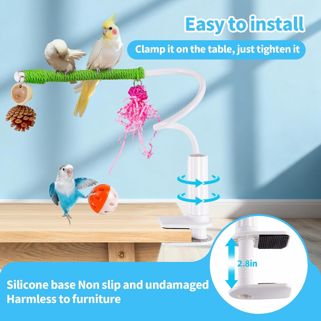 ZooVibe Bird Perch Stand with Swing