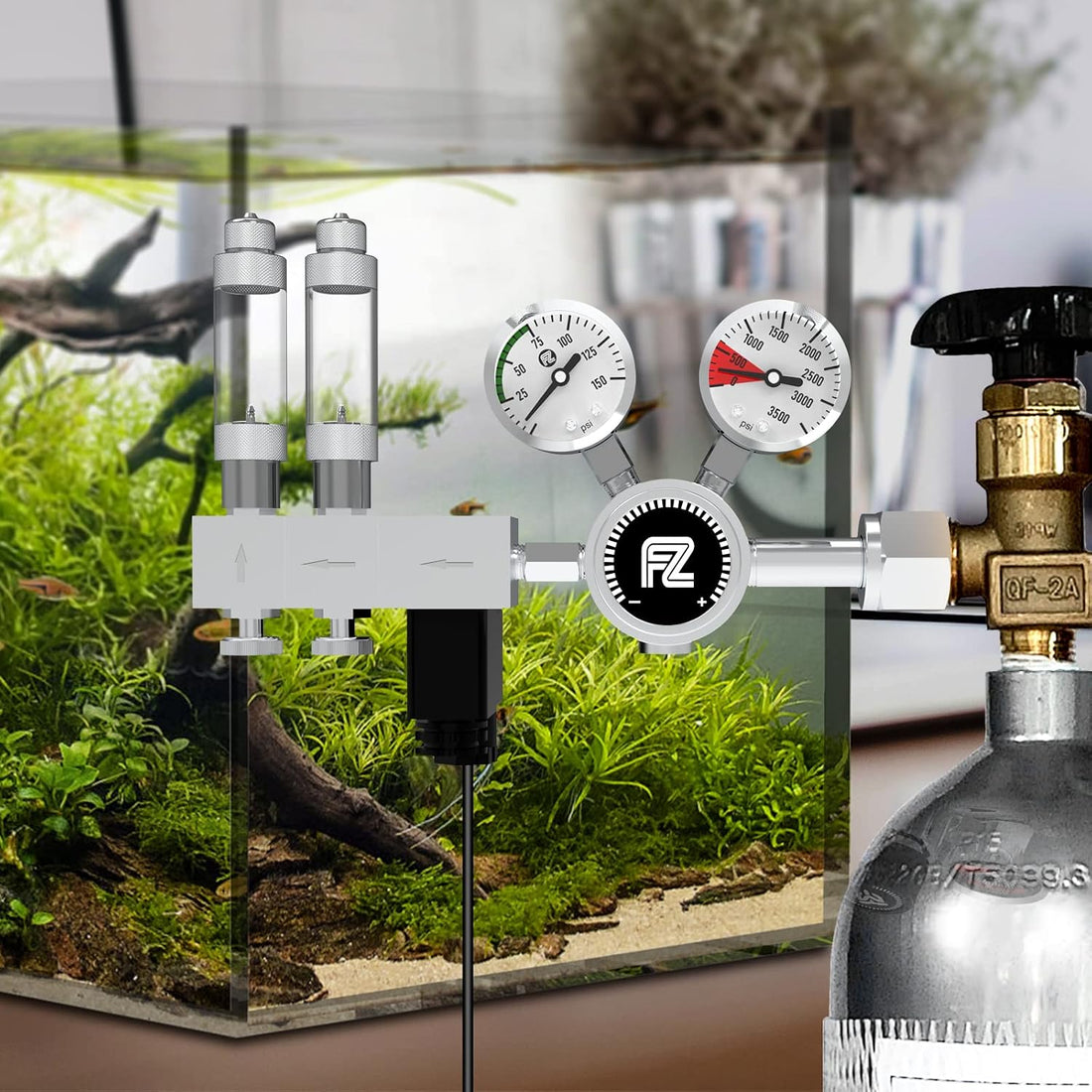 FZONE Pro Dual Stage Aquarium CO2 Regulator CGA320 for Aquarium Plant