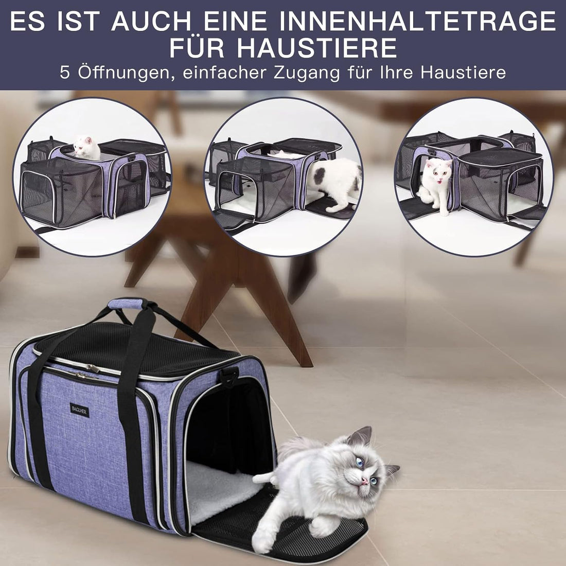 BAGLHER Cat Carrier Bag,Airline Approved Pet Carrier Soft Side Pet