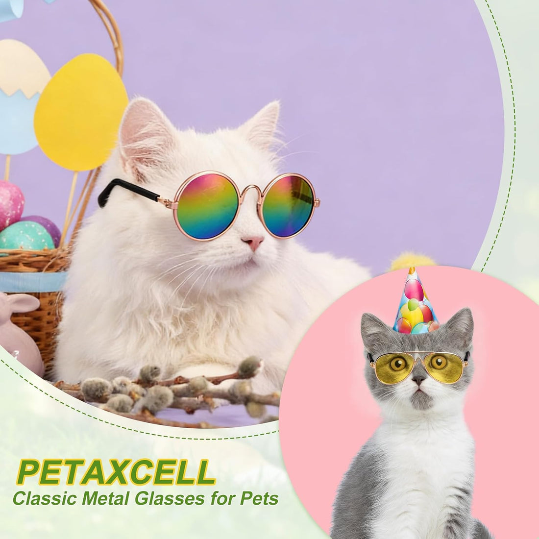Dog Sunglasses, Retro Dog Kittens Glasses Round