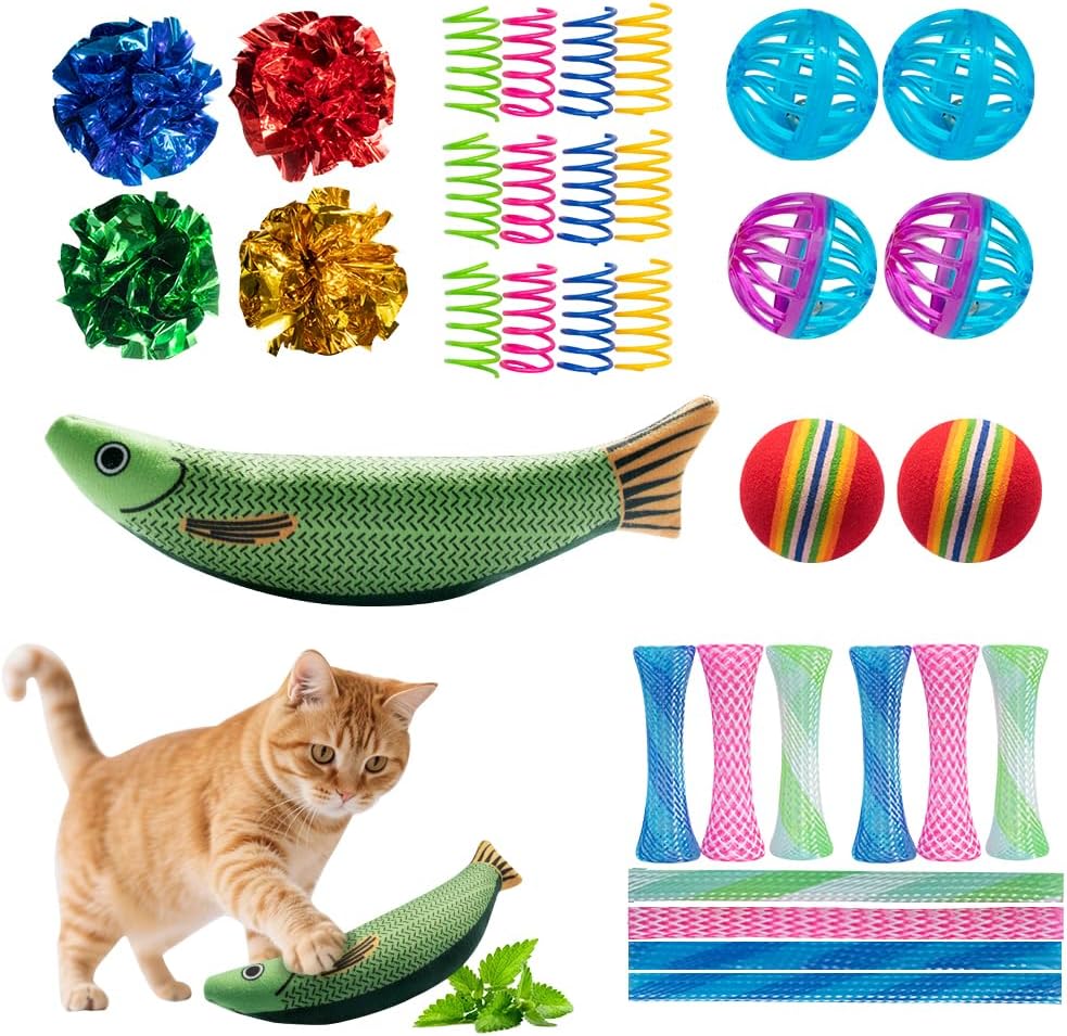 33-Pack Cat Toys for Indoor Cats & Kittens, Interactive Cat Toy
