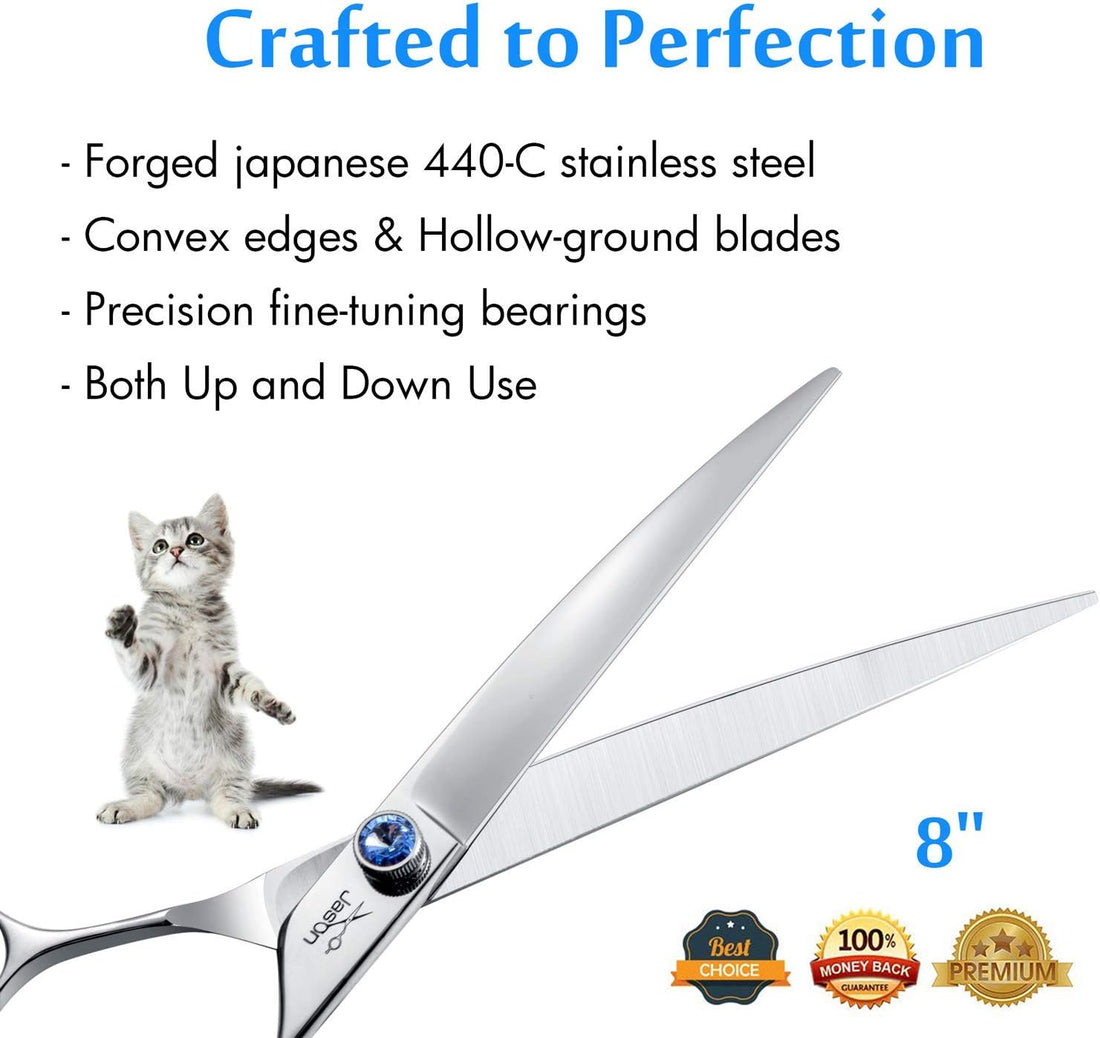 JASON 8" Curved Dog Grooming Scissors Ergonomic Pets Cats Trimming
