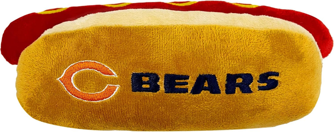 Pets First NFL Chicago Bears HOT Dog Plush Dog & CAT Squeak Toy