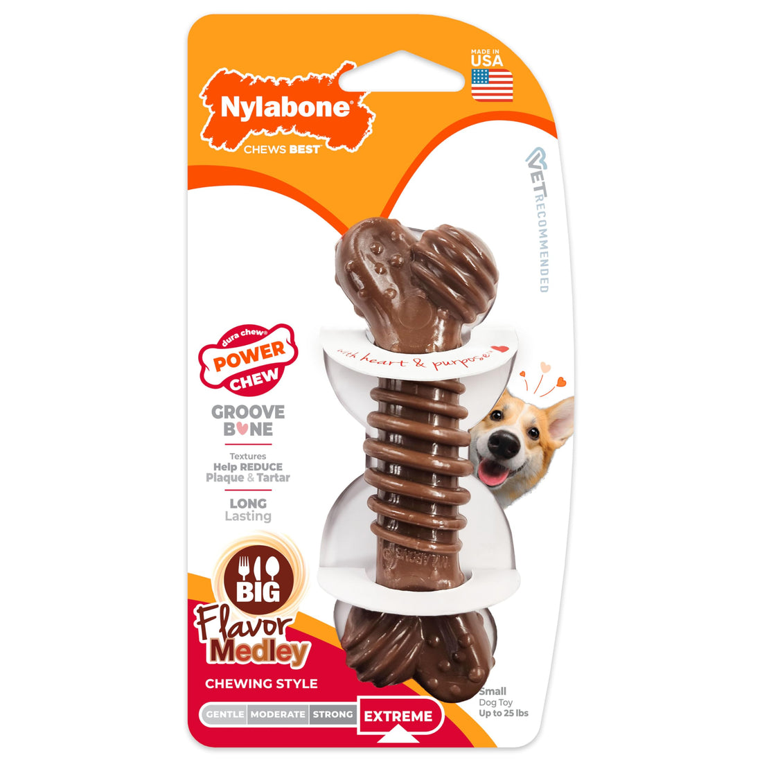 Nylabone Power Chew Groove Bone - Dog Toys for Aggressive Chewers