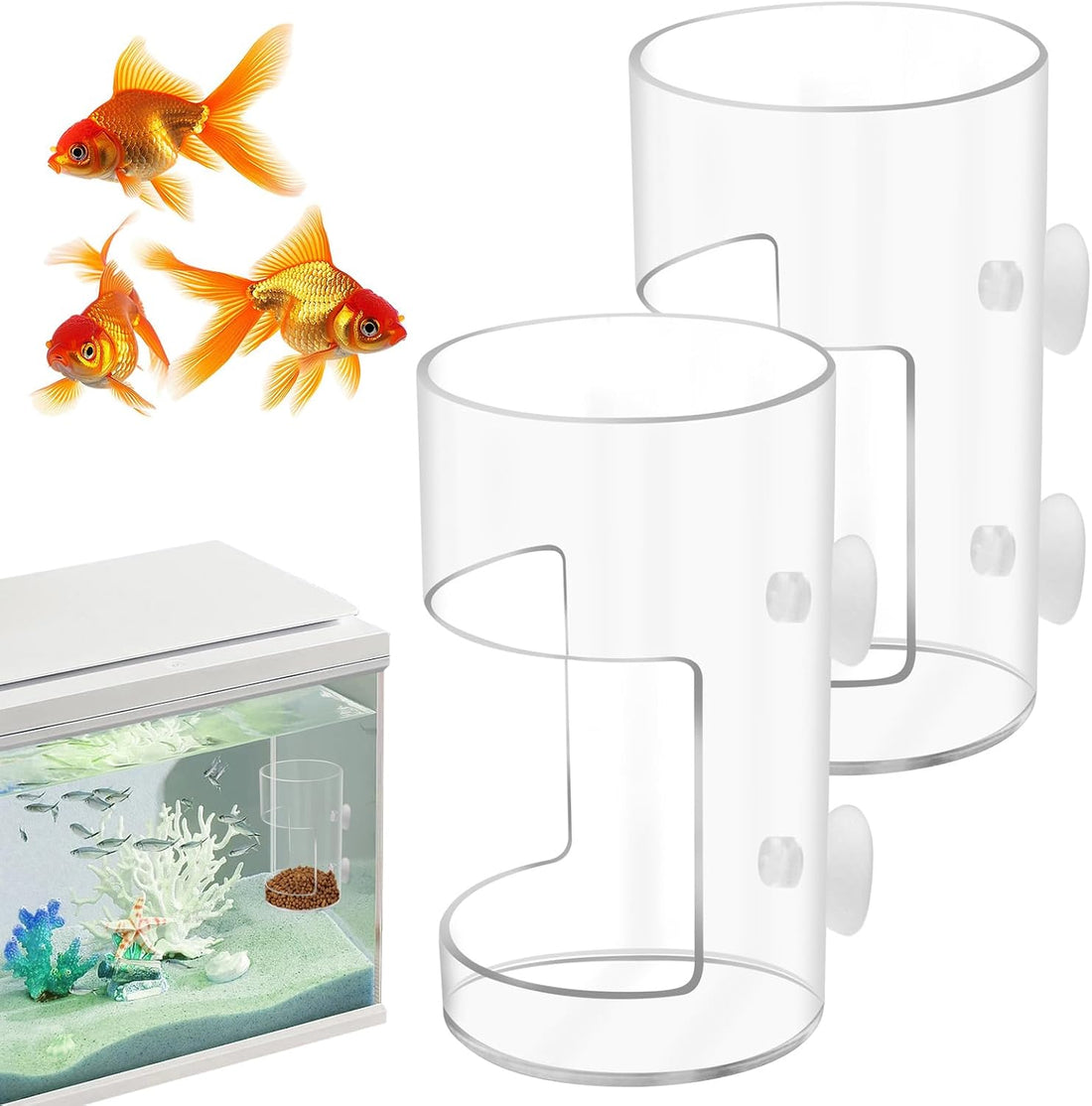 2Pcs Aquarium Fish Feeder Feeding Tray with Suction Cup