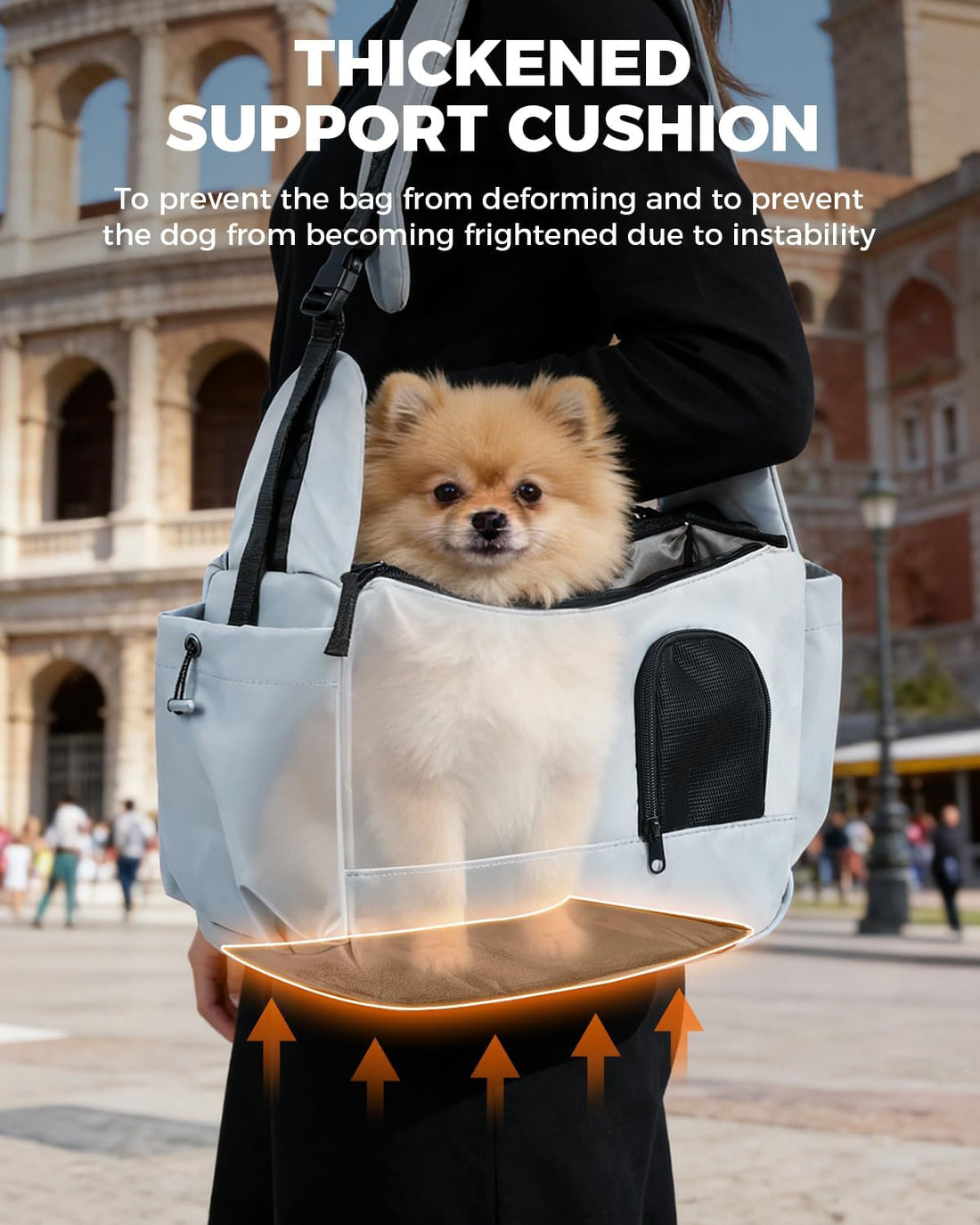 Lightweight Pet Sling Carrier for Small Dogs Under 7Lb, Light Grey