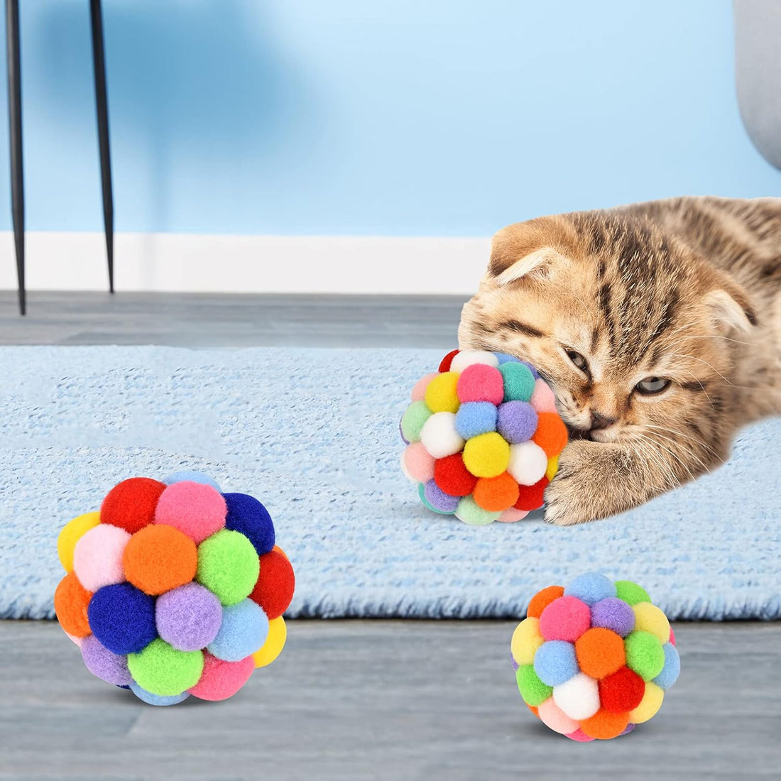 TUSATIY Cat Toy Balls with Bell 3PCS