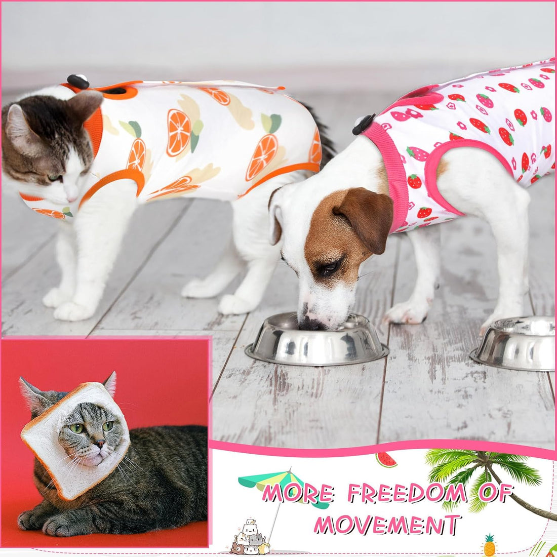Nuanchu 3 Pieces Cat Recovery Suit Kitten Recovery Suit E-Collar