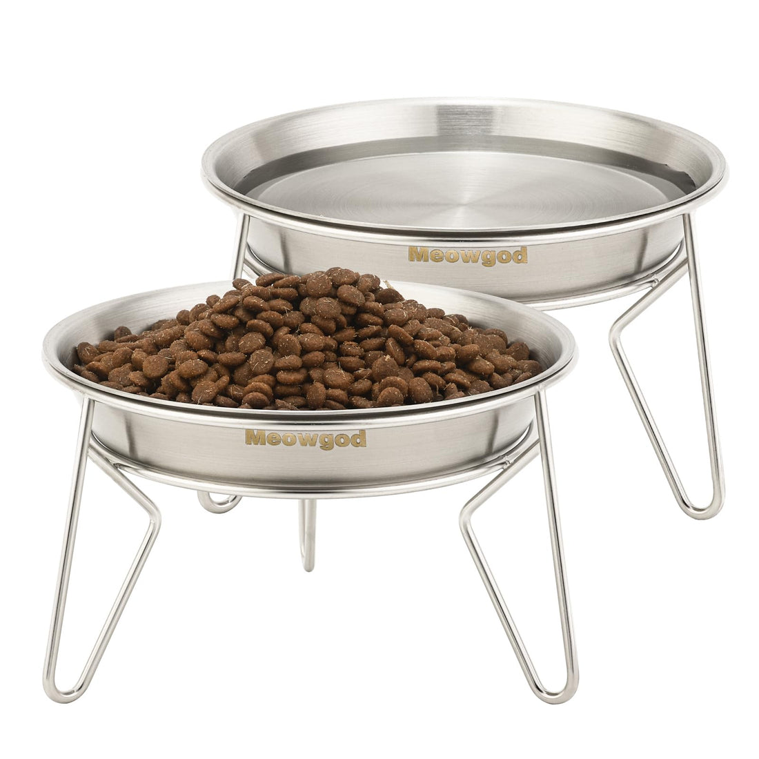 Extra Wide Raised Stainless Steel Cat Food Bowls with Stand