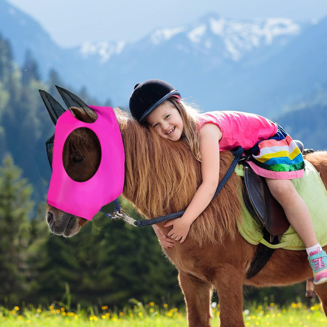 Frienda 4 Pcs Horse Fly Mask with Ear